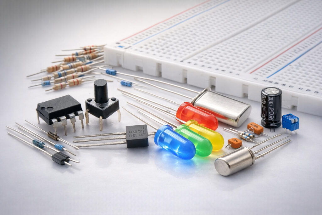 breadbaord mit bauteilen
